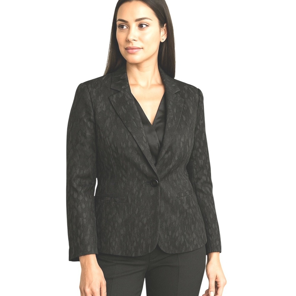 Eileen Fisher sz LG Silk Chenille Water Lily Jaquard Blazer Fully Lined MINT